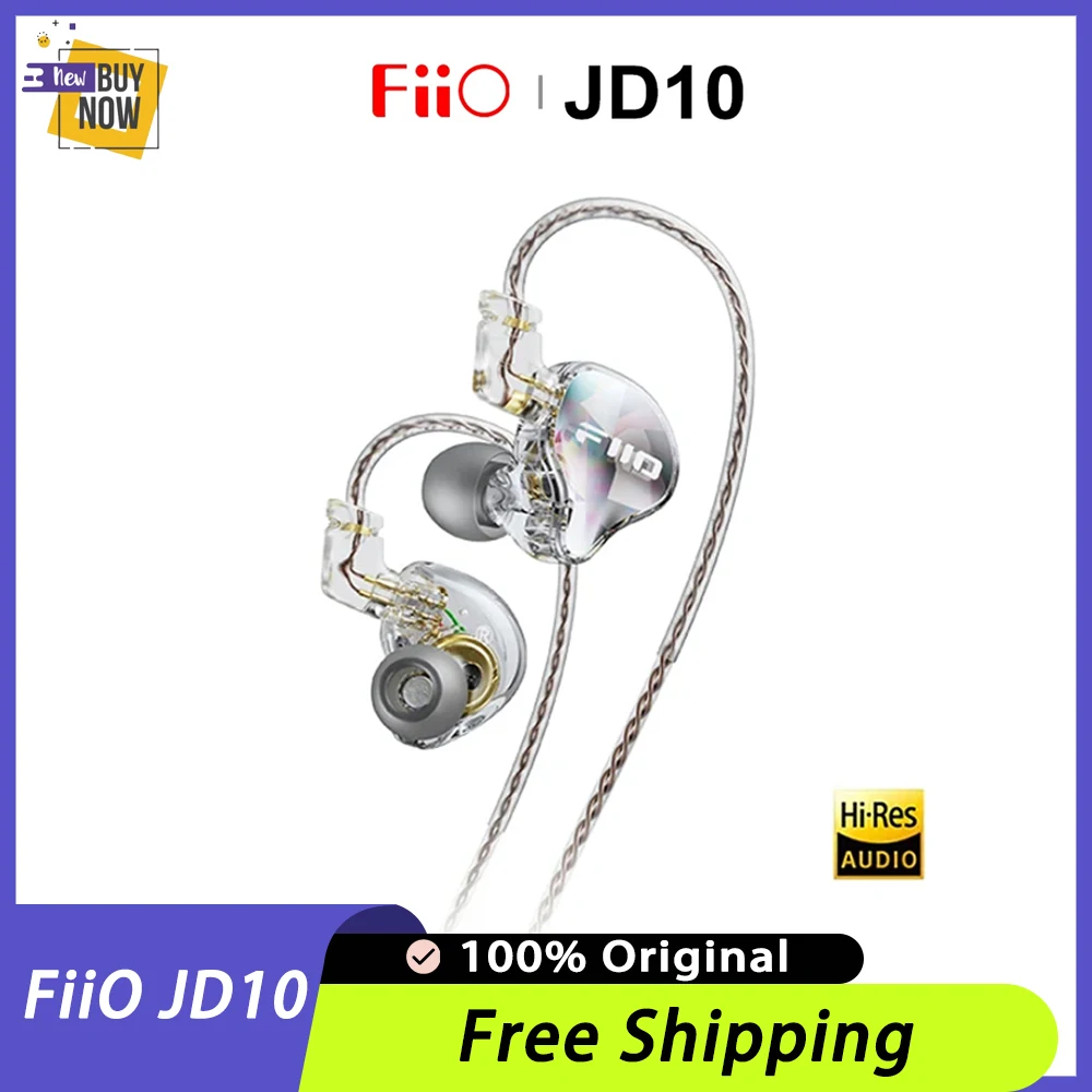 FiiO JD10 Wired In-Ear Earphone Hifi Sound Stereo Earphone With Mic DSP 0.033mm CCAW Voice Coil Sports Gaming For IOS Android