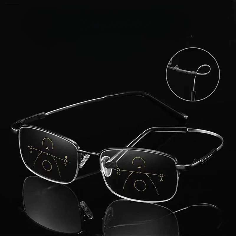 Photochrome progressive multifokale Lesebrille für Herren, modische und ultraleichte Anti-Blaulicht-Presbyopie-Brille – Detail 3
