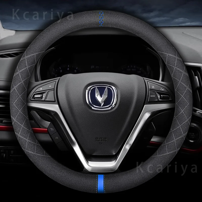 38cm Car Steering Wheel Cover Leather for CHANGAN CS75 PLUS, EADO, UNI-T, X7, CS35, 55, CS95, Alsvin, Car Interior Accessories