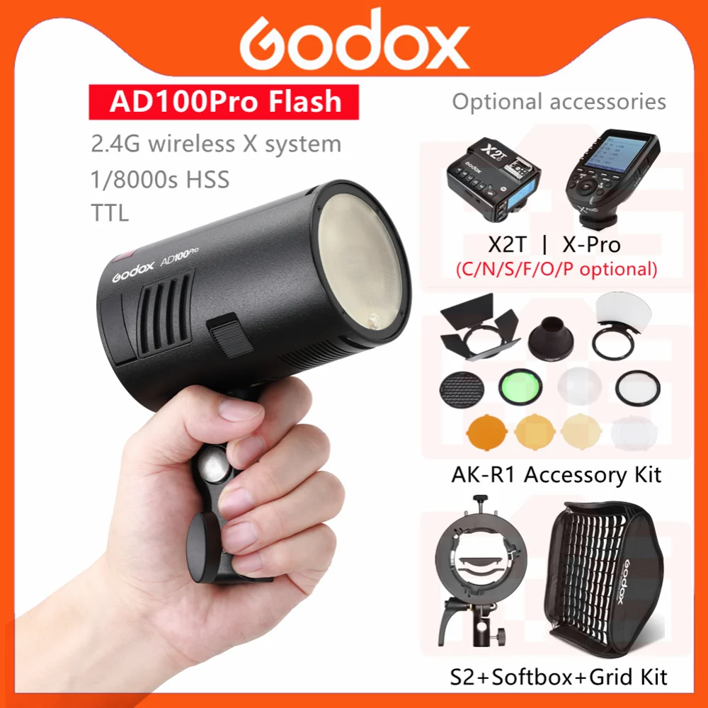 

Godox Pocket Flash AD100Pro 2.4GWireless 100W Flashgun Speedlight For Sony Nikon Canon Pentax Fuji Olympus Panasonic DSLR Camera