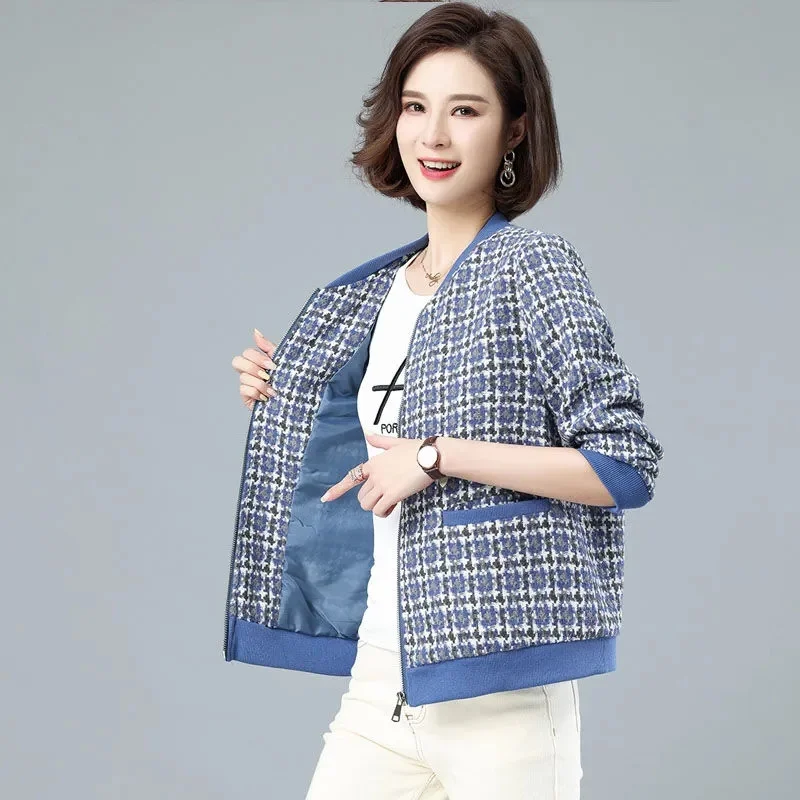 

Women's Jacket New Autumn Korean Loose Feminine lattice Jacket Casual Short Windbreaker Coat Outwear Lining 4XL