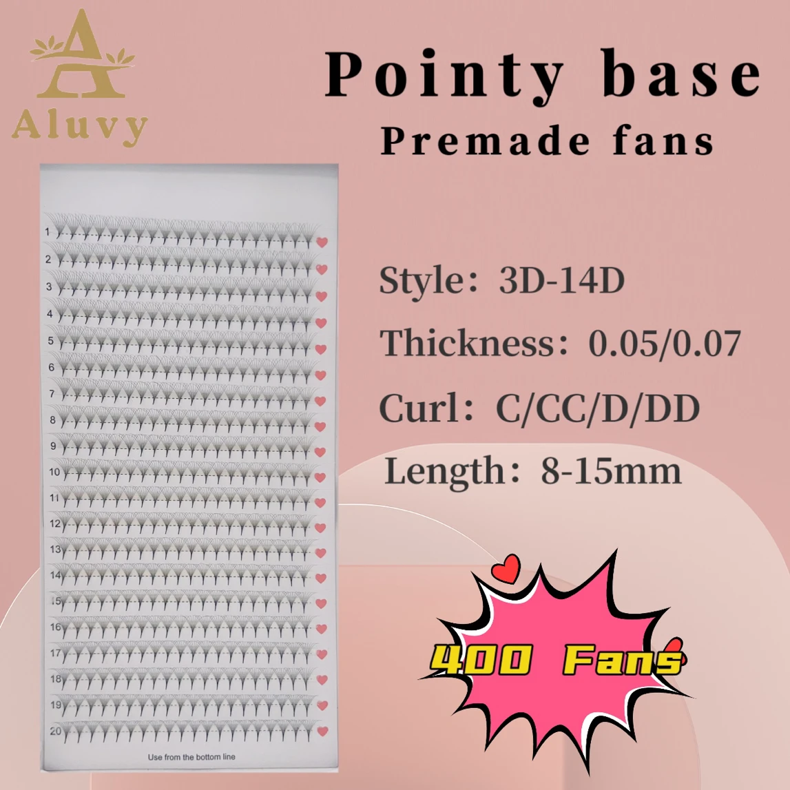 XL Tray Promade Fans Pointy Thin Base 400 Fans Loose Premade Rapid Mega Volume Premade Fans Lash Extension