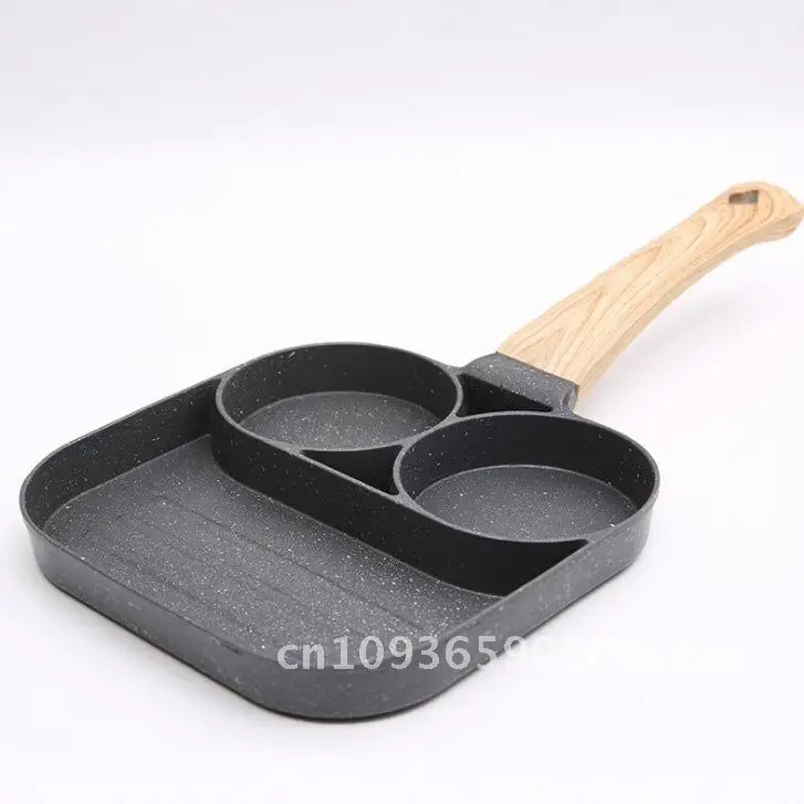 

Maifan Stone Non-Stick Egg Pan with Four-Hole Design Flat Bottom Korean Style Breakfast Dumpling Frying Pan for Household Use