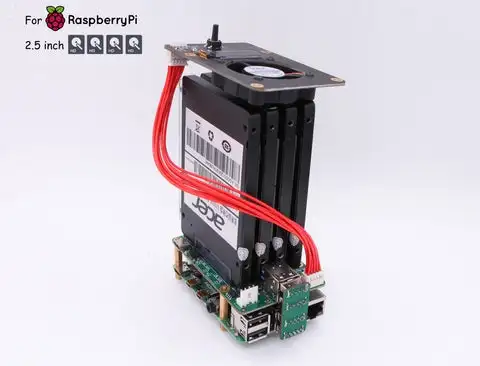 RASPBERRY PI 4 또는 RASPBERRY PI 3/3B+용 듀얼/쿼드 SATA 모자