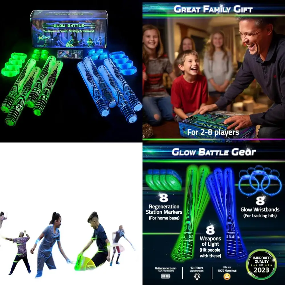 

Glow Battle Family Sword Game: Exciting Night Fun for Kids & Adults, Ages 8+, Great Gift for Tween Boys, Outdoor Glow Games