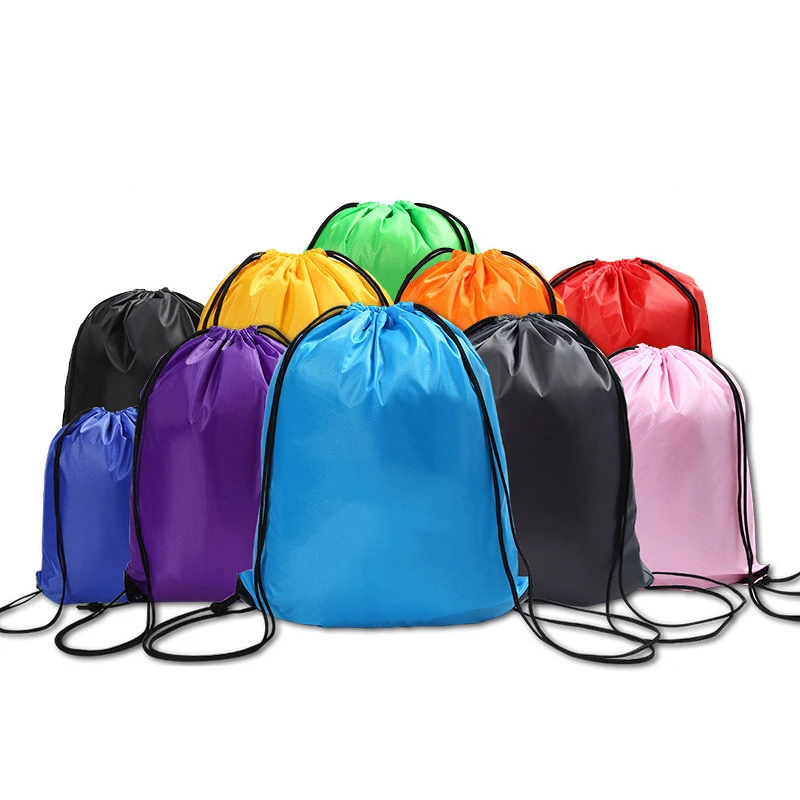 

34x42cm Reusable Drawstring Pocket Waterproof Storage Bag Polyester Fabric Outdoor Travel Sports Backpack Home Storage Packaging