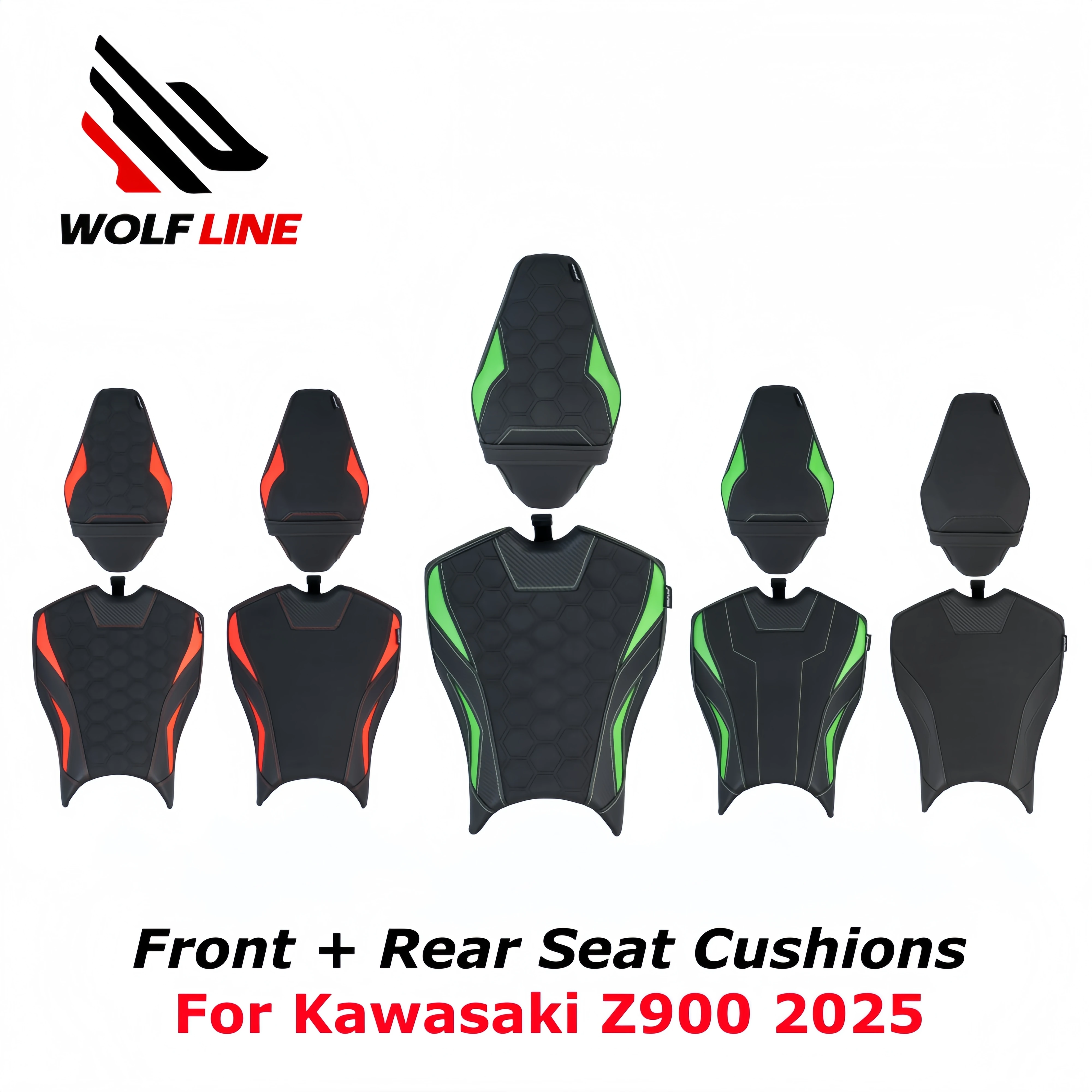 

WOLFLINE for Kawasaki Z900 2025 Front + Rear Seat Cushions Set for Z900 Z 900 Rider Saddle Cushions+Rear Passenger Seat Pillion