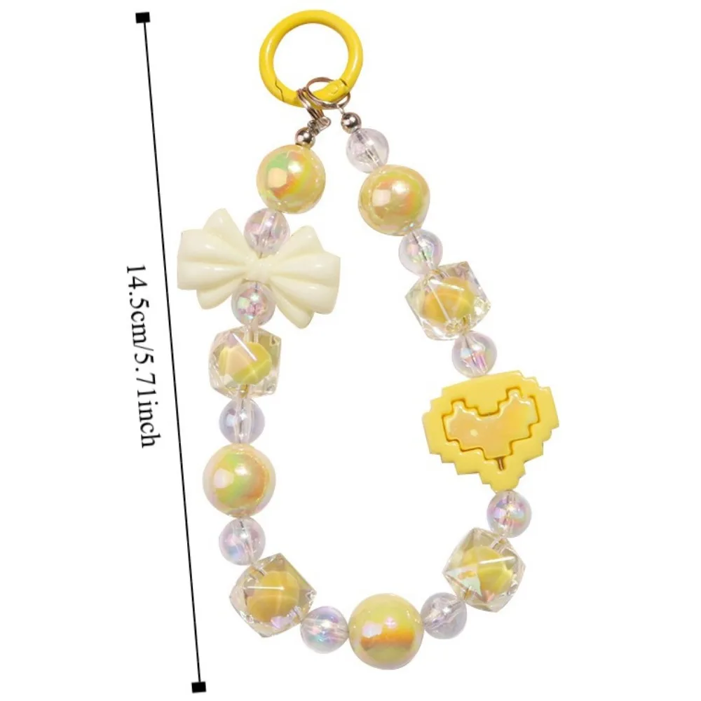 Cinghie per cellulare con fiocco anti-smarrimento Cordino in acrilico Cinturino da polso con perline Bracciale stile coreano Portachiavi Borsa a catena Accessori per borse