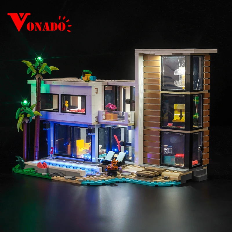 Vonado 5V LED light 31153 set is suitable for Modern House building block gifts (including lighting accessories only)