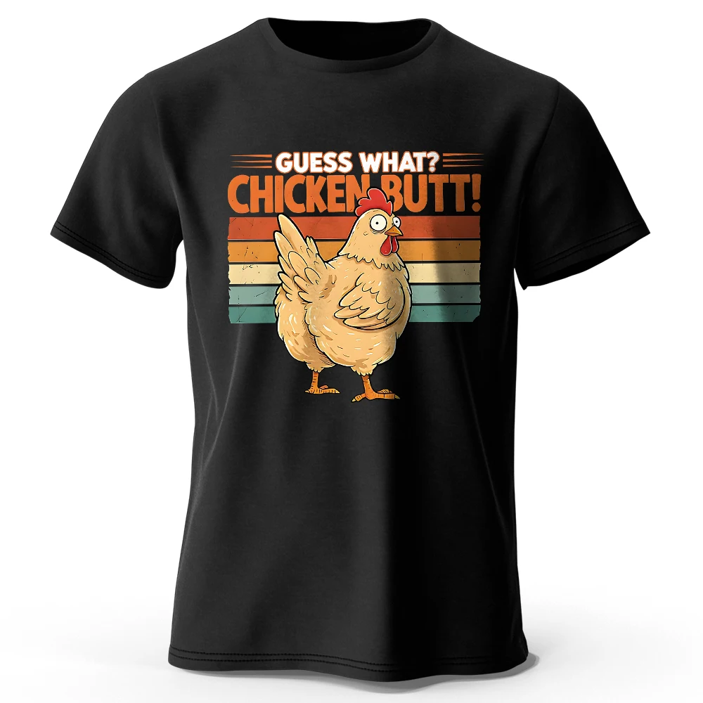 Herren-T-Shirt mit Chicken Butt-Aufdruck, 100 % Baumwolle, übergroße, alberne Grafik-T-Shirts für Damen, Sommer-Tops, verspielte Streetwear
