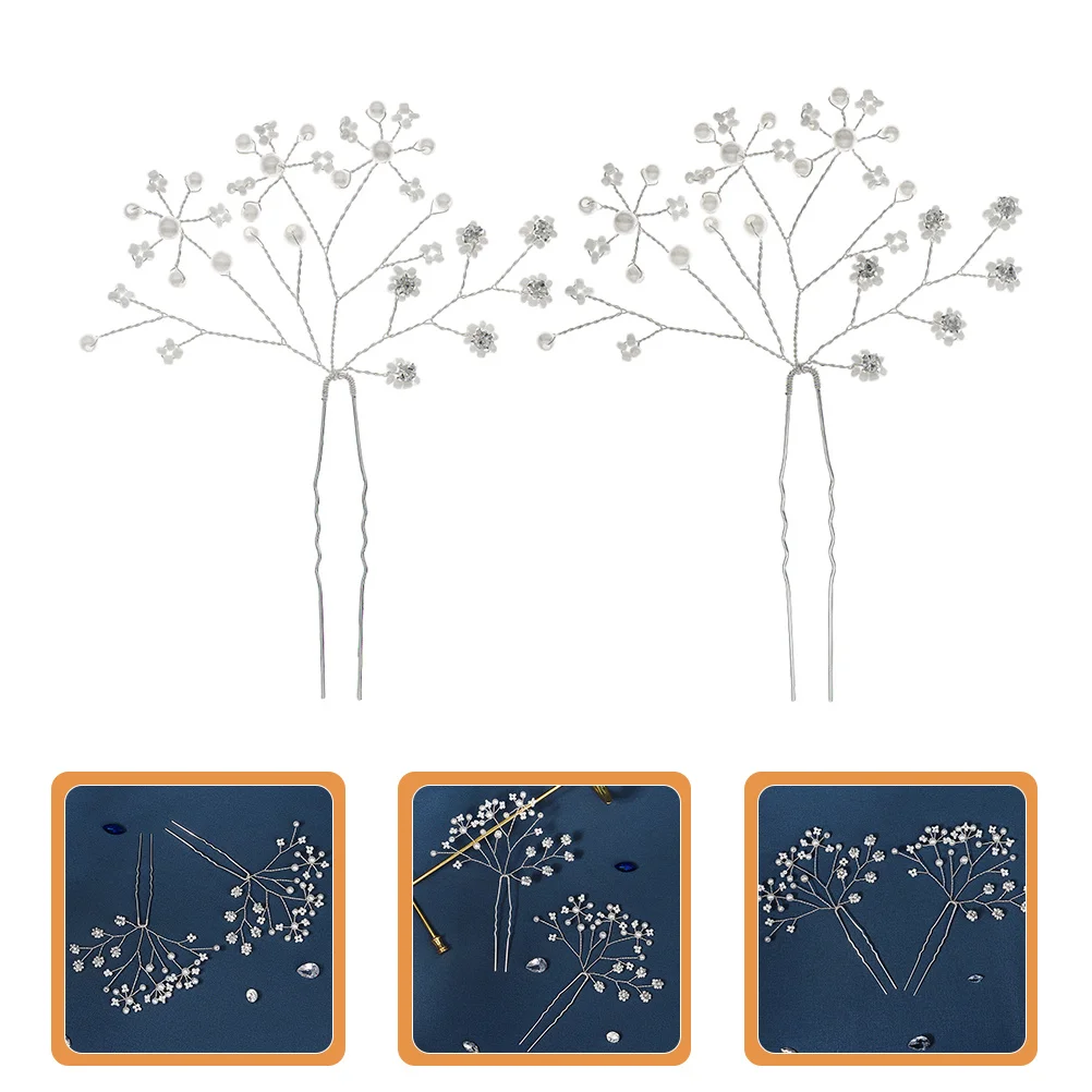 

2pcs Shaped Bridal Wedding Accessories For Bride Women Party Bridal Pin Prom Bride Hair Pin Decoration Hair Pins