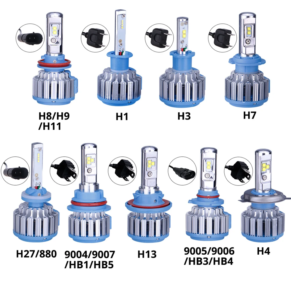 

2pcs T1 Car 6000K LED Headlight Modified Car Lights Bulbs H1 H3 H7 H8 H11 9005 H4 4000LM 40W IP68 Canbus Turbo Led Bulb