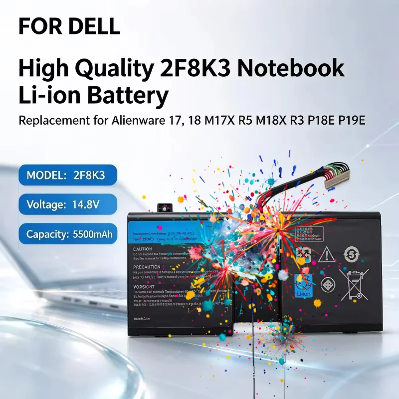 High Quality 2F8K3 Notebook Li-ion Battery Replacement for D ell Alienware 17,18 M17X R5 M18X R3 P18E P19E