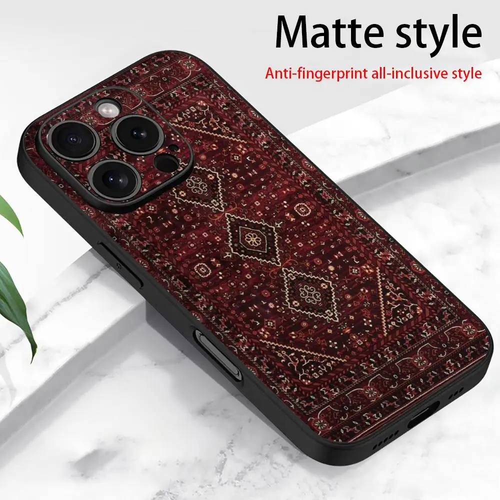 

Retro Persian pattern ethnic style phone case suitable for iPhone 16 15 14 13 12 11 Pro/Max/Plus all inclusive frosted soft case