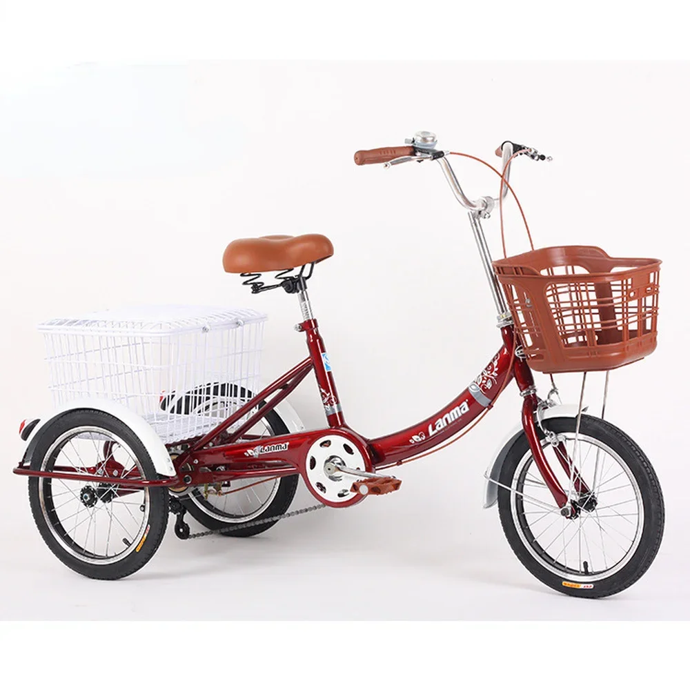 16 inch elderly tricycle adult pedal tricycle with frame load