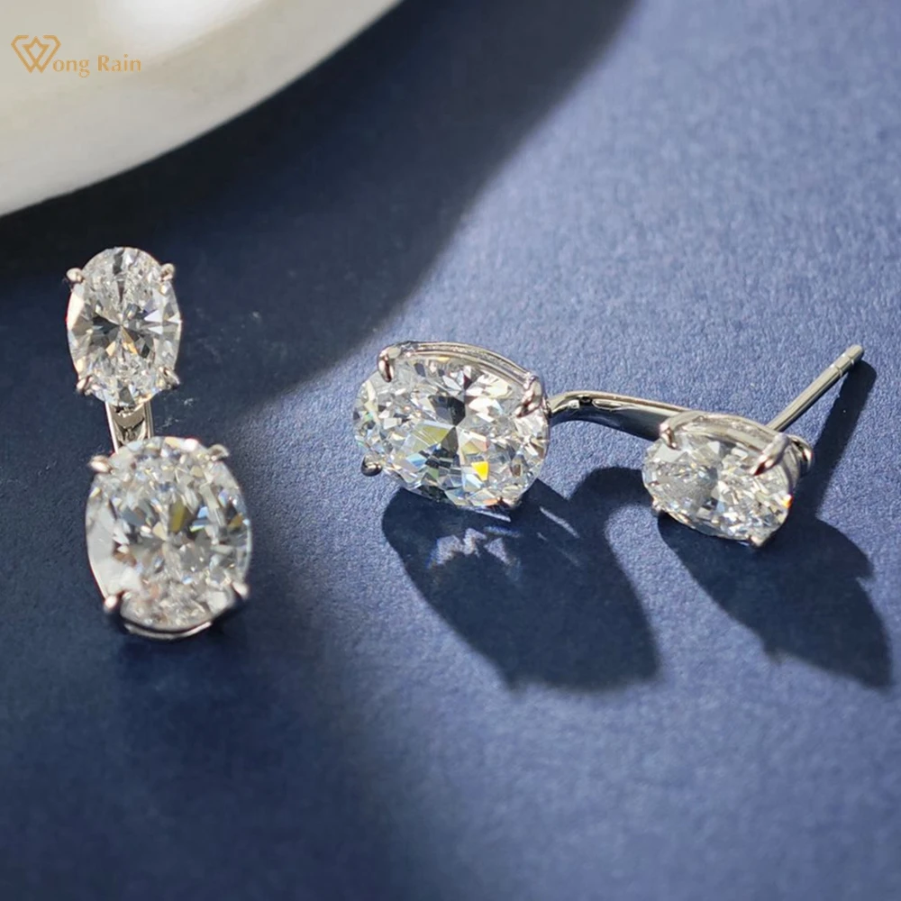 

Wong Rain 100% 925 Sterling Silver Oval Cut Lab Sapphire Gemstone Drop Earrings Studs Detachable Fine Jewelry Gifts Wholesale