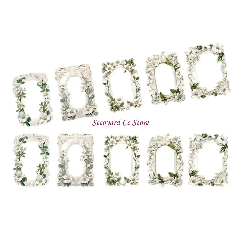 N3UC 10Sheets Decorative Paper Card Frame Vintage Embossed Cutout Frame Collage Cards for Journal Christmas Card Decoration