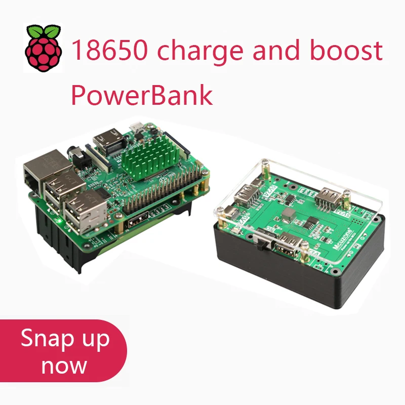 18650 charge and boost PowerBank for Raspberry Pi Dual output up to 5V3A WS2812 Radar 4G LTE steering engine UPS