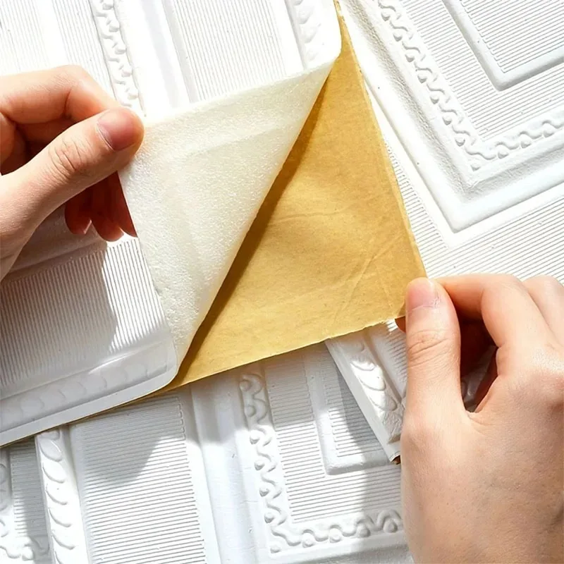 Pegatinas de pared impermeables 3D, papel tapiz autoadhesivo de 35cm x 35cm, papel de pared para decoración del hogar, papel de hoja a prueba de humedad