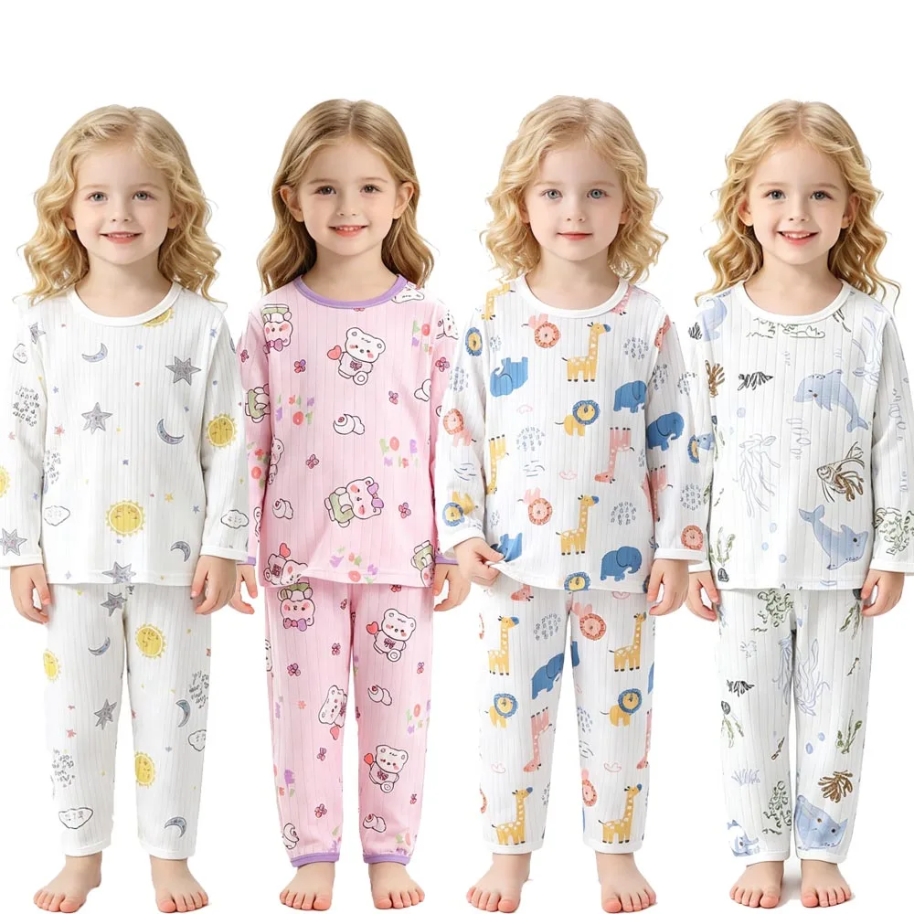Baby Pajamas Sets Cotton Children's Pajamas Toddler Long Sleeve Baby Nightwear Pyjamas Kids Cartoon Homewear Clothes Girls Suits