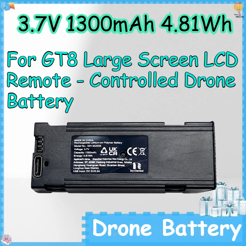 3.7V 1300mAh 4.81Wh Drone Battery for GT8 Large Screen LCD Remote - Controlled Drone Battery