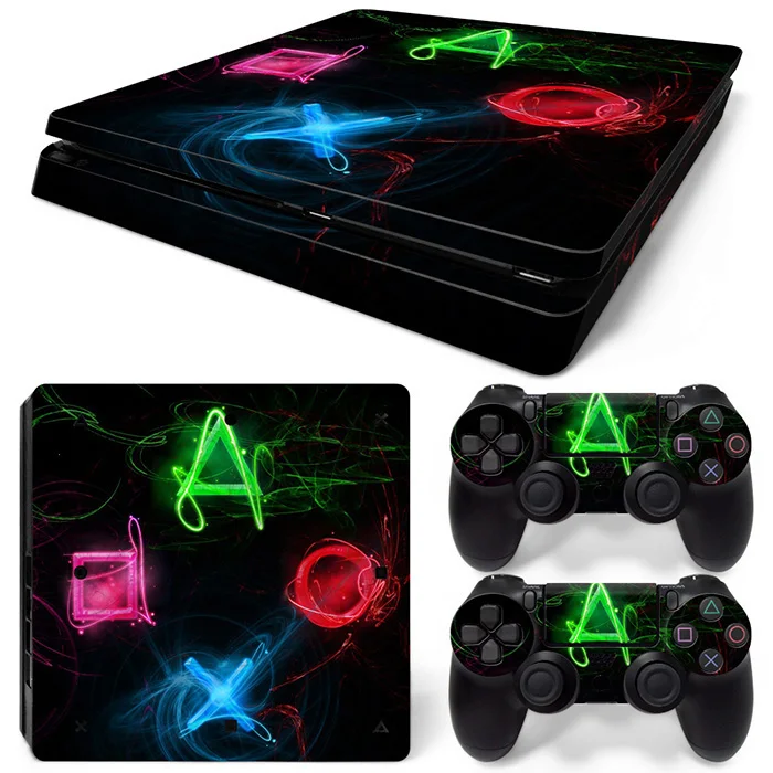 ملصق فينيل واقي لوحدة التحكم الرشيقة PS4 ، ملصق جلد ، تصميم هندسي ، وحدتين تحكم ، مجموعة كاملة