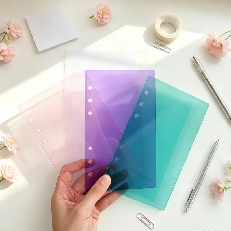 Colorful A6 Acrylic Binder Cover Pink Purple Green High Transparency 6-Hole Binder Shell Planner DIY Office Stationery