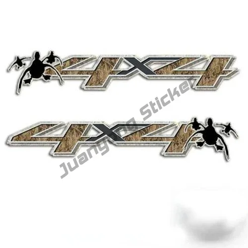 Set of 2 4x4 Duck Sticker Truck Hunting Decal FX4 Camo Skeleton Decals Z71 4x4 Realtree Camo Black Outline Grey Red 4X4 Off Road