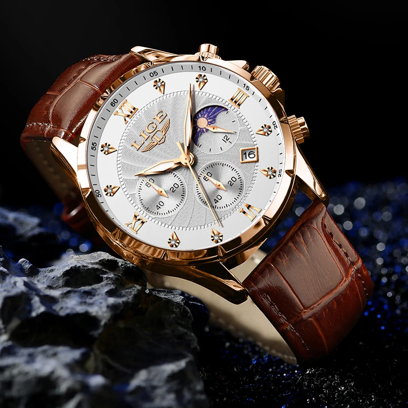 2025 커플 시계 럭셔리 남성용 LIGE 패션 쿼츠 남성 시계 비즈니스 캐주얼 시계 가죽 방수 손목시계 남성용 시계