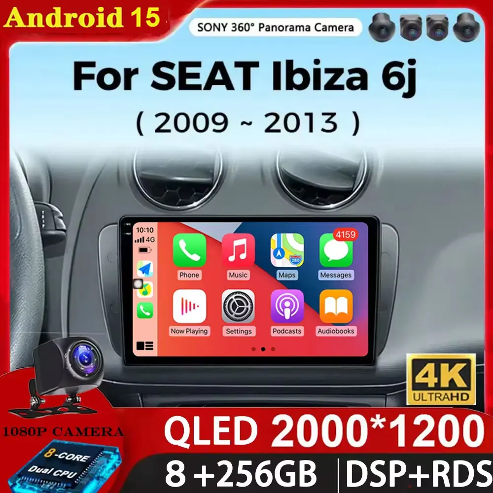 

Автомобильное радио Android 15 для Seat Ibiza MK4 6J SportCoupe Ecomotive Cupra 2009-2016, автомобильная навигация, GPS, мультимедийный плеер, стерео