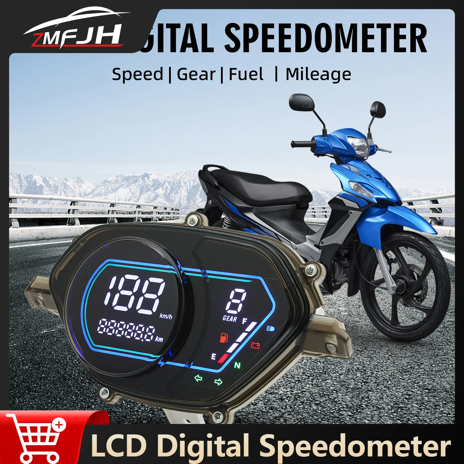

Digital Motorcycle Speedometer For SUZUKI SMASH115 V 115 FI LED Motor Odometer Volts Gear Fuel Level Meter Dashboard Panel