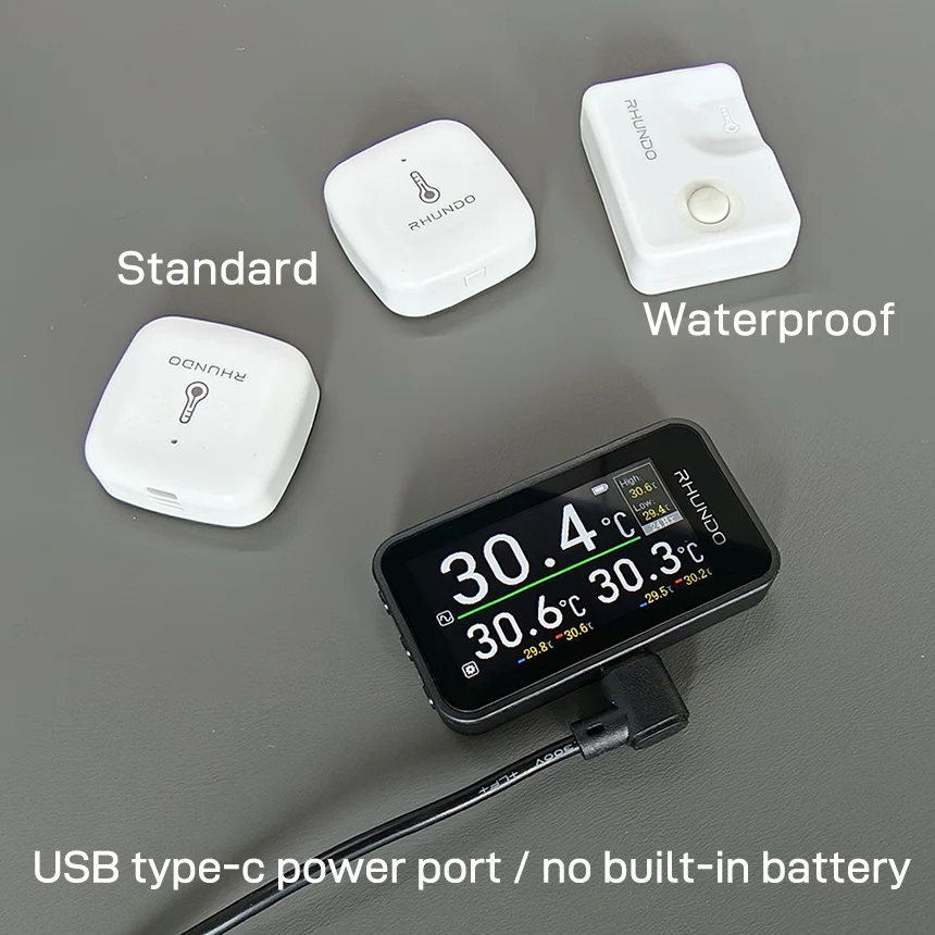 Wireless Car Digital Thermometer Outdoor Indoor Temperature Alarm Clock IPS TFT Color Display Screen 3 Readings RHUNDO RW-T11