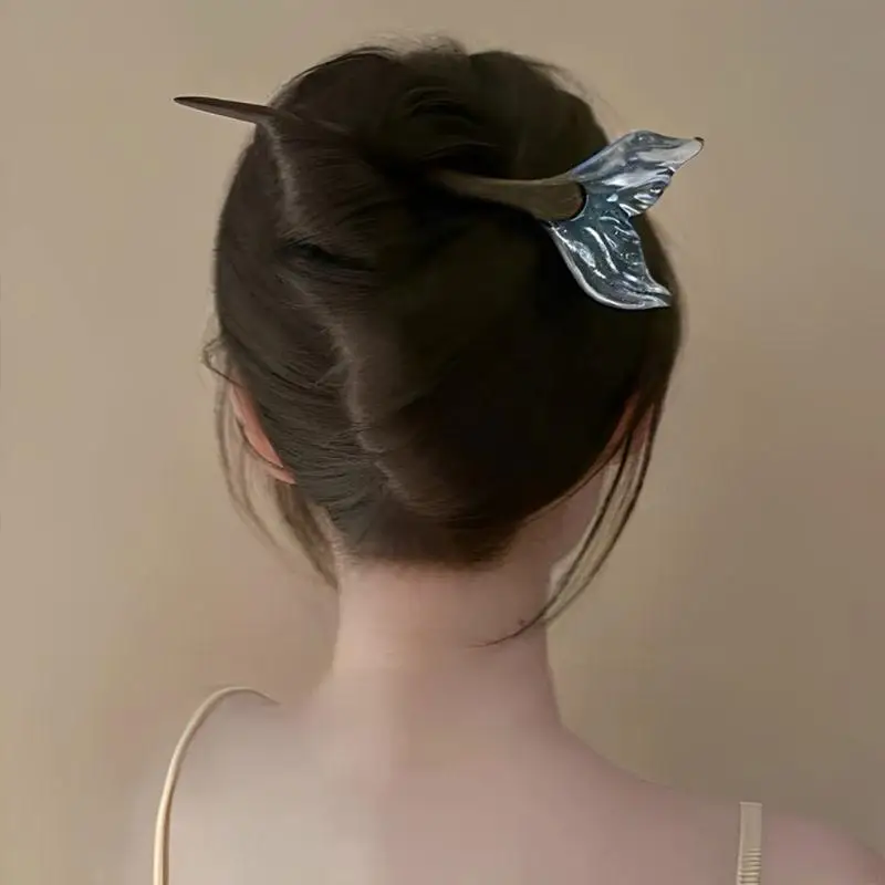 T21F Fashion Blue Fish Tail Hair Ornament Hairpiece Hair Decoration For Stylish Ladies Convenient Styling Accessorie