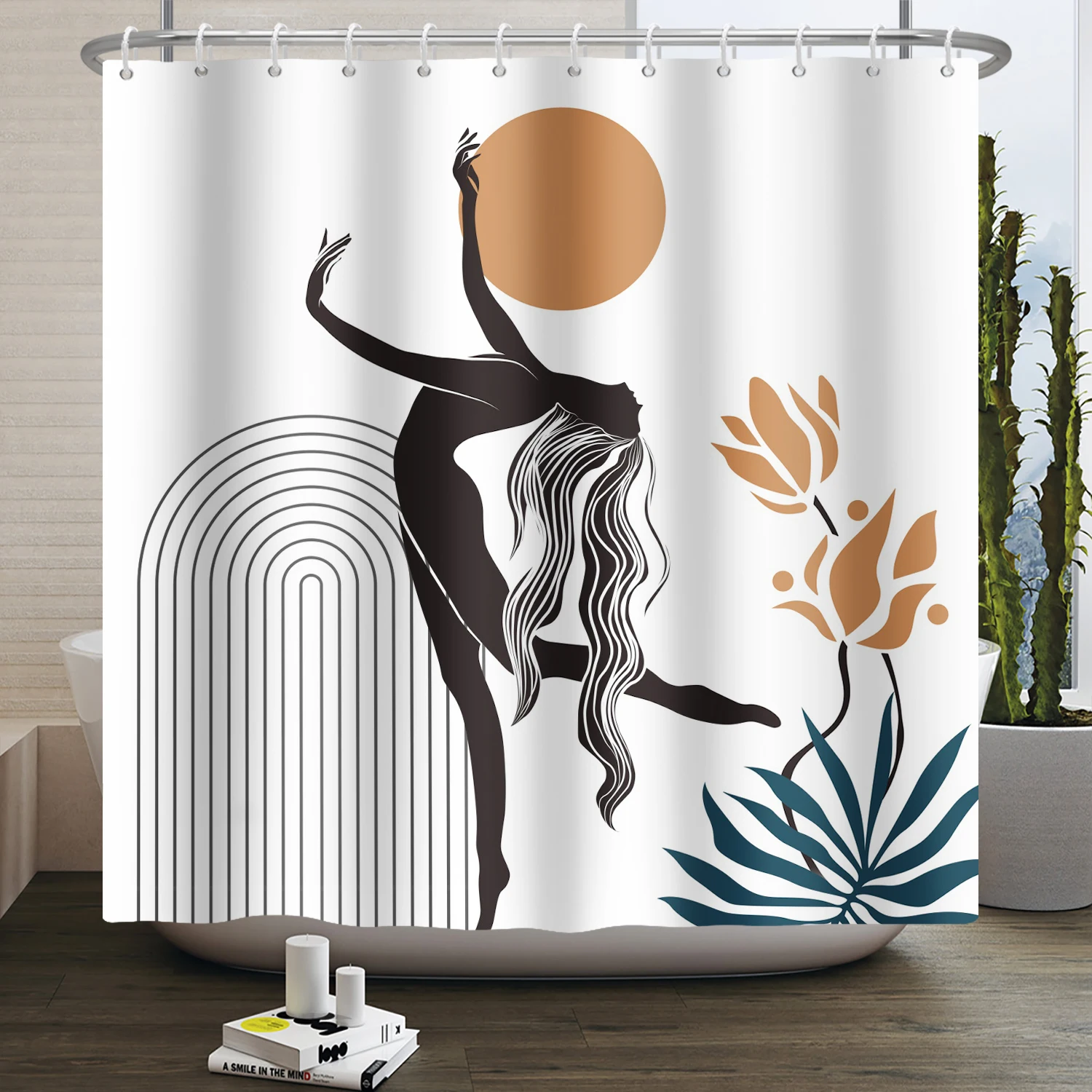 Simple Line Beauty Women Body Shower Curtain Abstract Nordic Minimalism Art Bathroom Curtain Waterproof Bathing Screen cortina