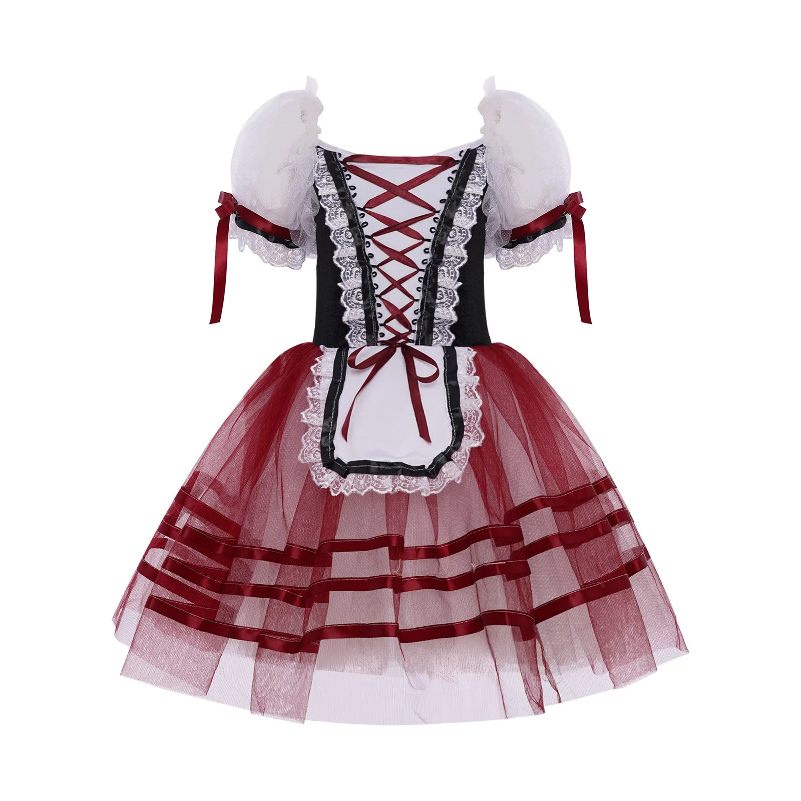 Crianças meninas ballet tutu vestidos de dança festa de aniversário princesa renda guarnição em camadas vestido ballet dança palco desempenho trajes