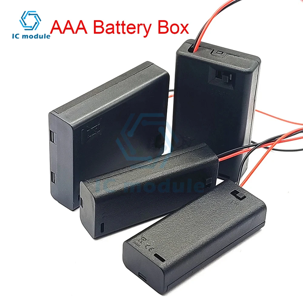 AAA Battery Holder AAA Battery Box With Wires And Switch Cover 2/3/4 Slots AAA DIY Battery Container