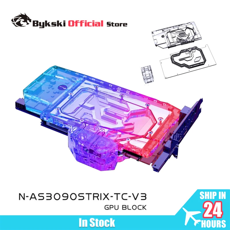 Bykski N-AS3090STRIX-TC-V3 GPU Active Backplate Water Block Use for ASUS ROG STRIX RTX3090 RTX3080 3080ti 24G Gaming Video Card