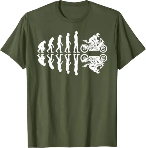 Lustiges T-Shirt mit Motiv „Menschliche Evolution zum Motorradfahrer“, Y2k-Motorrad-Evolution-Design, lustiges Motorrad-T-Shirt für Herren – Detail 9