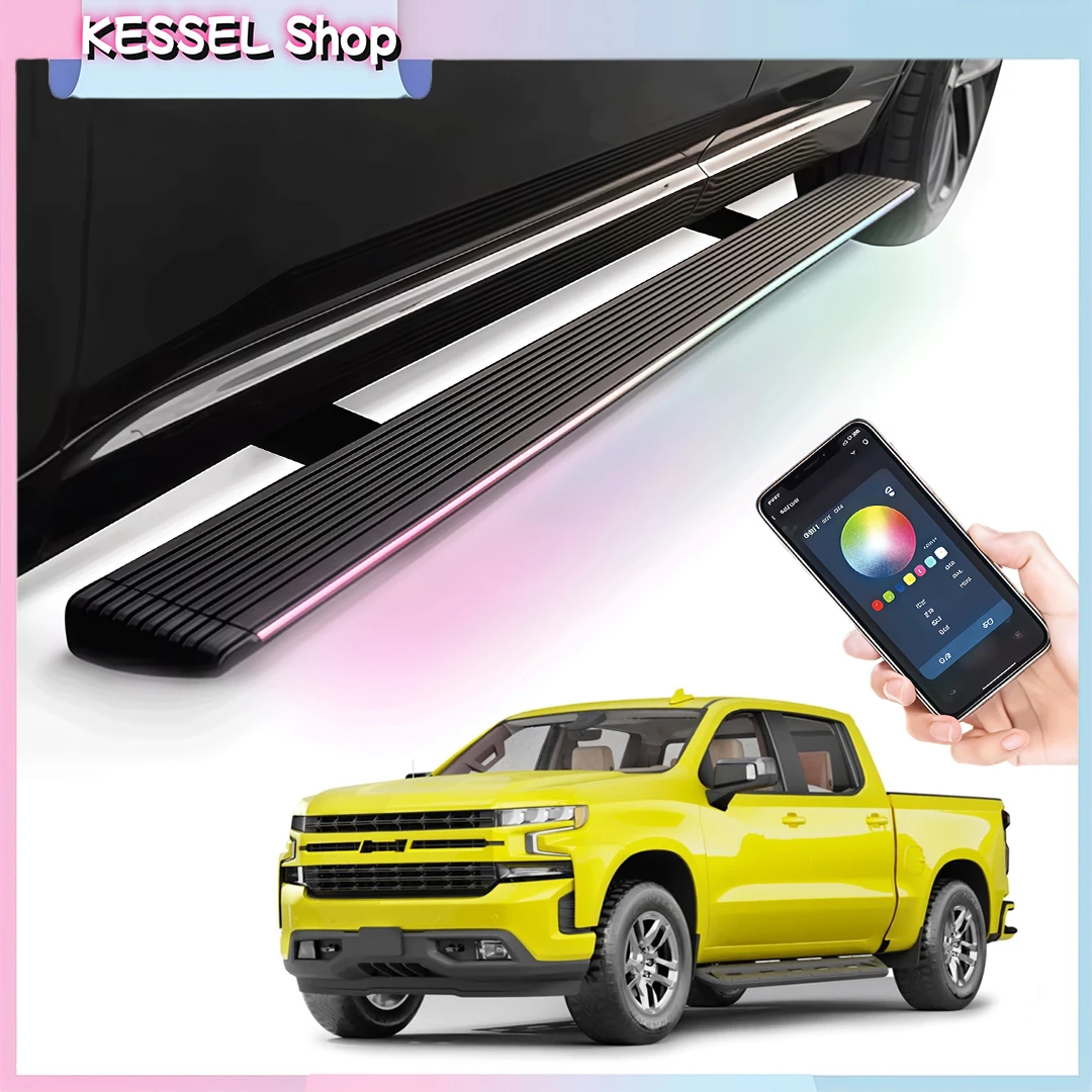 

Deployable Power Side Step with LED Light Electric Running Boards fits for Chevrolet Silverado 2019-2025 2026 Retractable Steps
