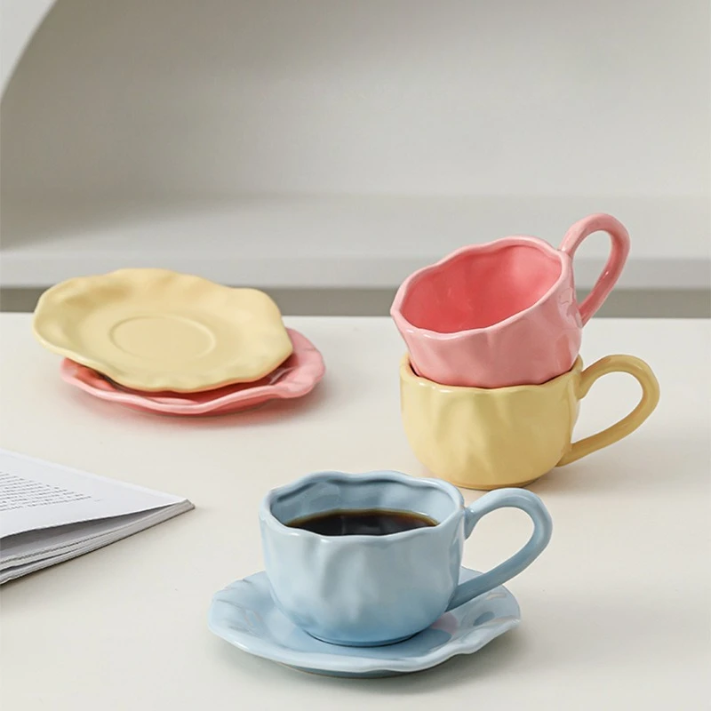 2024 New High-Aesthetic Ceramic Coffee Cups Viral High-End Cup Кружка Из Нержавейки Tazas Plegables Cute Kitchenware