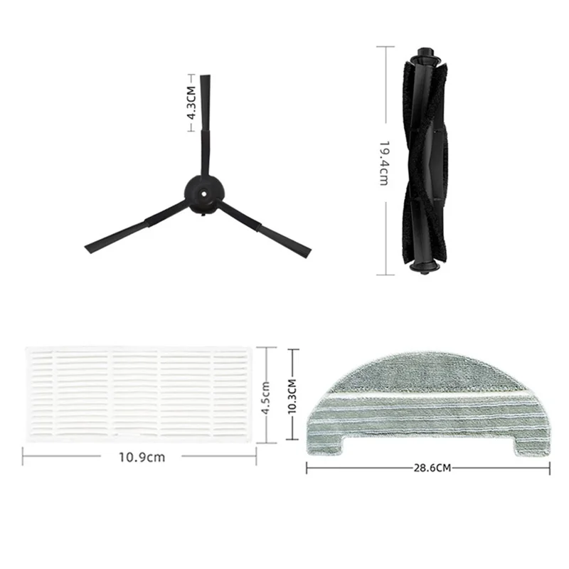 Replacement Accessories Set for IHome AutoVac Nova/Halo, AIRROBO T10+ Ultenic T10, Laresar L6 Pro