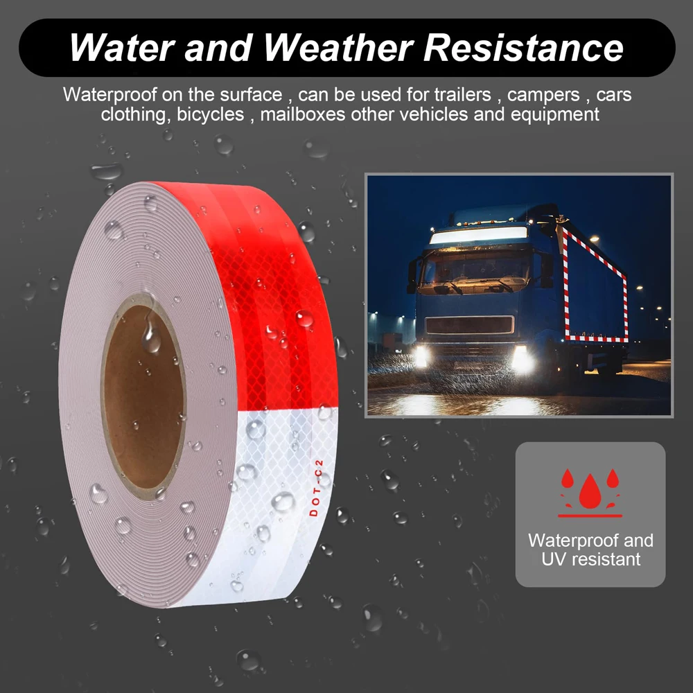 5cm x 50m/Roll riflettore per rimorchio impermeabile ad alta intensità di grado DOT-C2 autoadesivo per camion