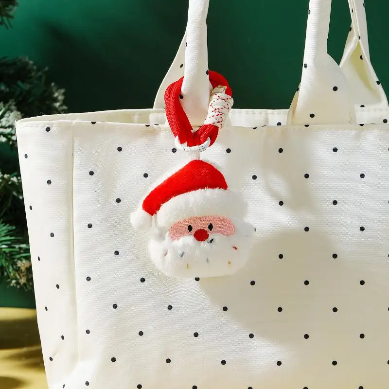 Cute Cartoon Christmas Plush Pendant Lanyard Keychain Kawii Plush Little Doll Backpack Handbag Pendant Decoration Accessories