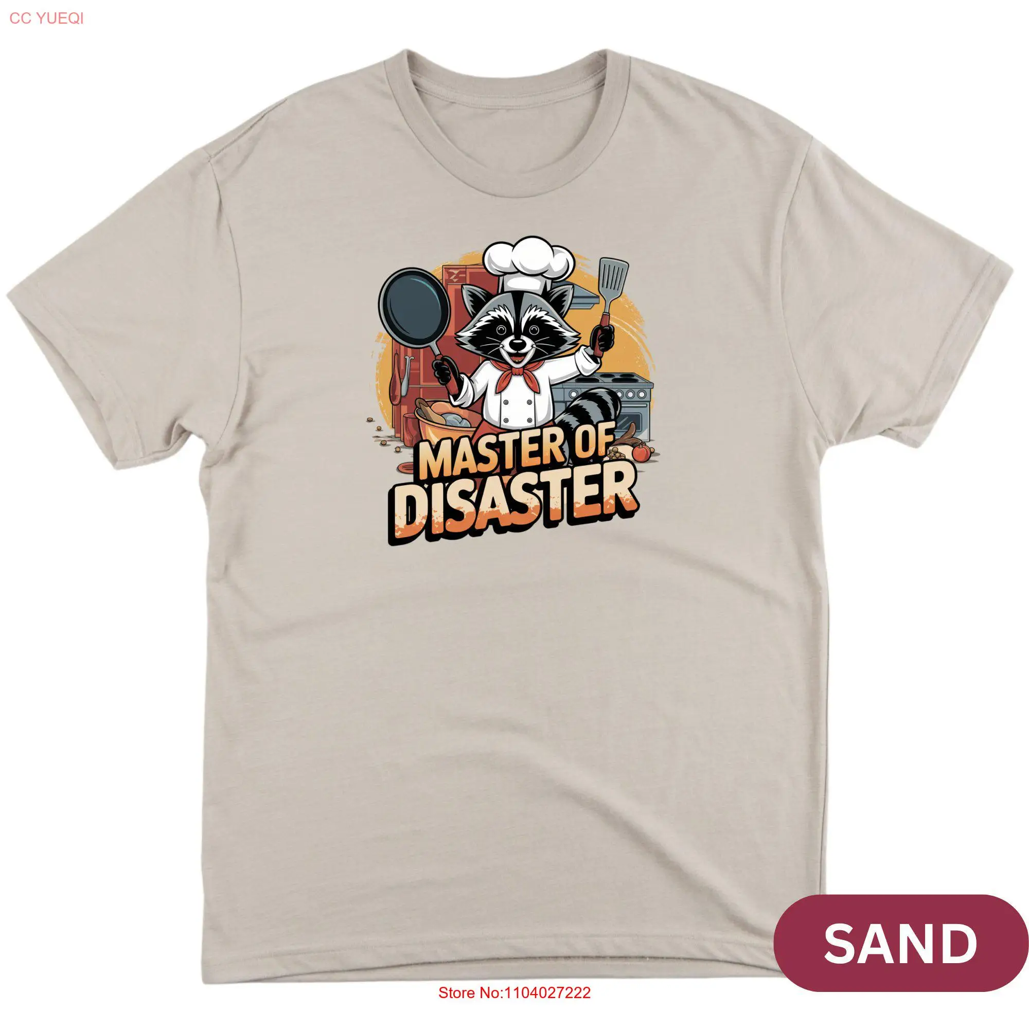 Mestre de desastre divertido Chef mapache lindo cocina Animal camiseta única dulce y taza mangas largas o cortas