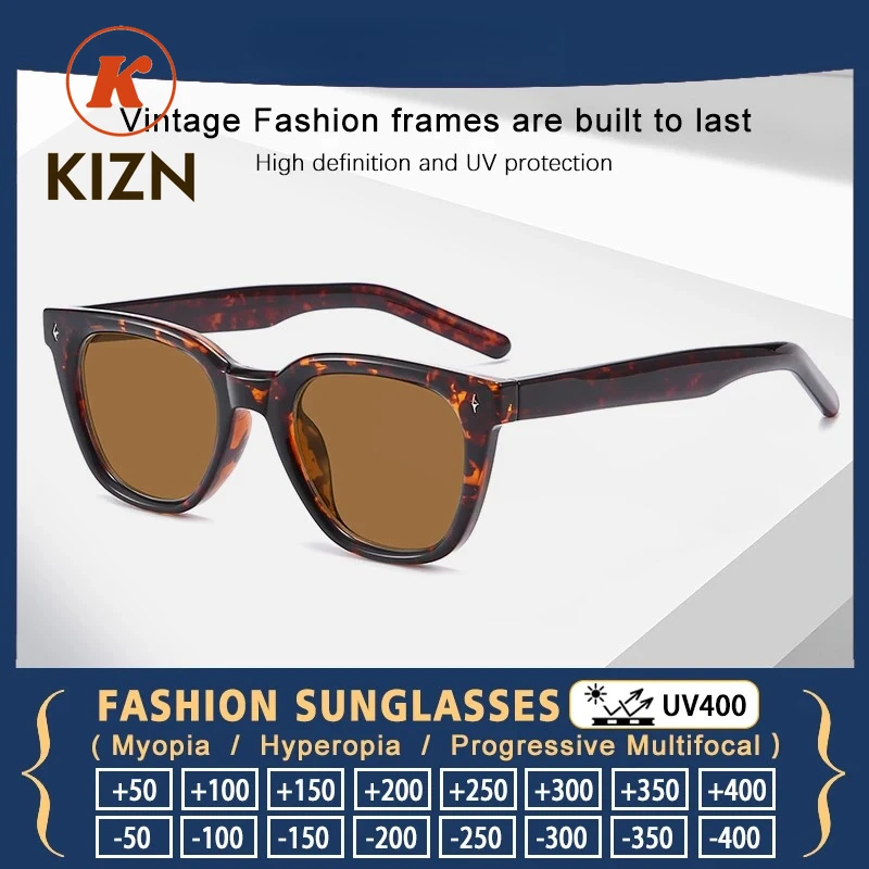 

KIZN Retro Polygonal Prescription Driving Glasses Fashion Street Style Myopia Reading Sunglasses UV400 Protection For Women Men