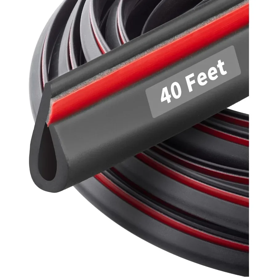 

40 Feet SelfAdhesive Rubber U Channel Weather Stripping with Rubber Edge Trim Seal Strip for Car Doors Hatches Glass Surfaces a