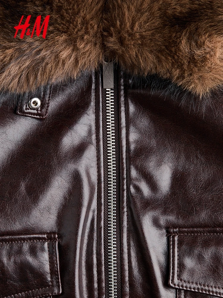 Nova Coleção Primavera: Jaqueta Feminina H&M Retrô Curta de Couro PU - Ideal para Jovens e Adultos