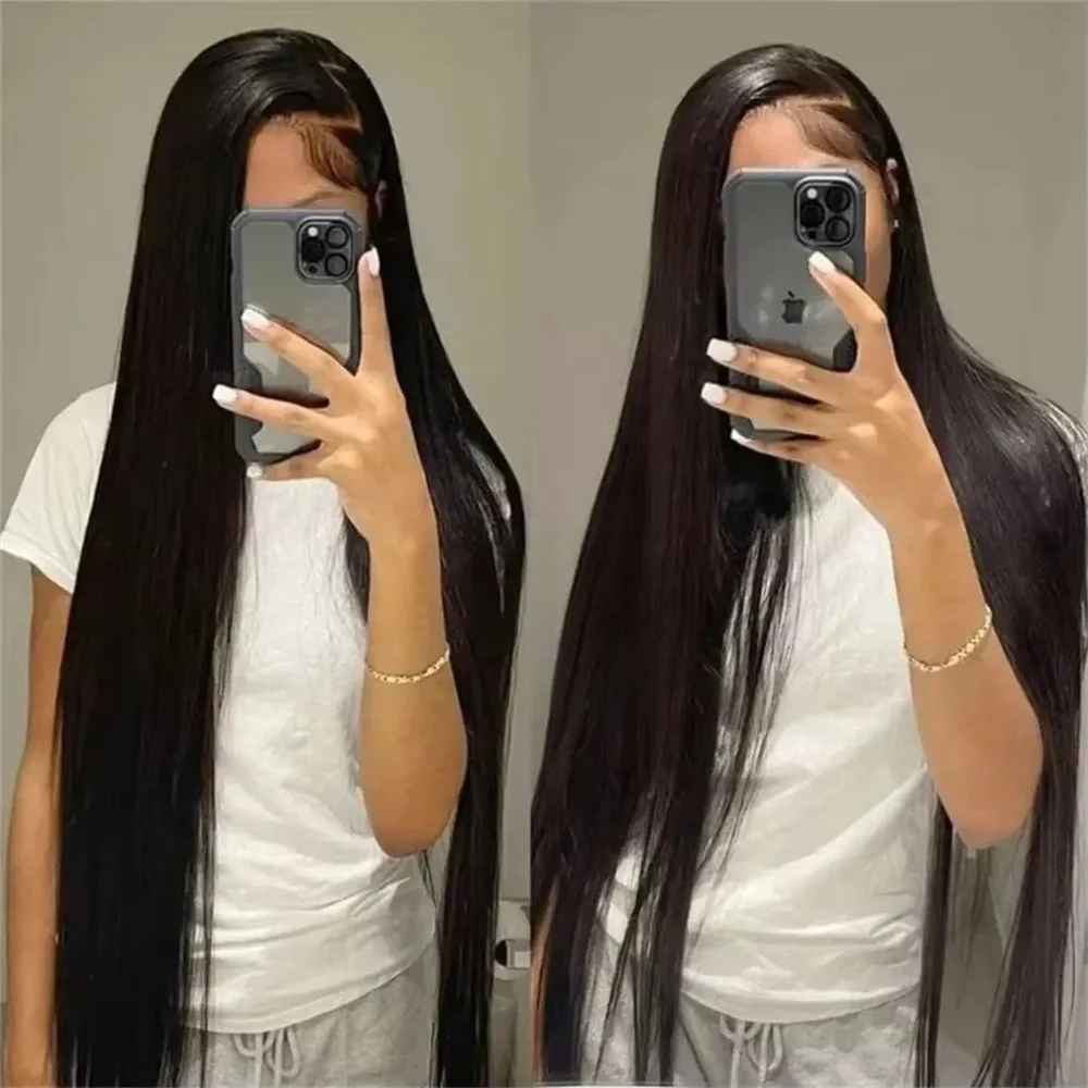 Bone Straight 360 Lace Front Human Hair Wigs 38 Inch Brazilian 13X4 13x6 Transparent Lace Frontal Wig For Women 5X5 Glueless Wig