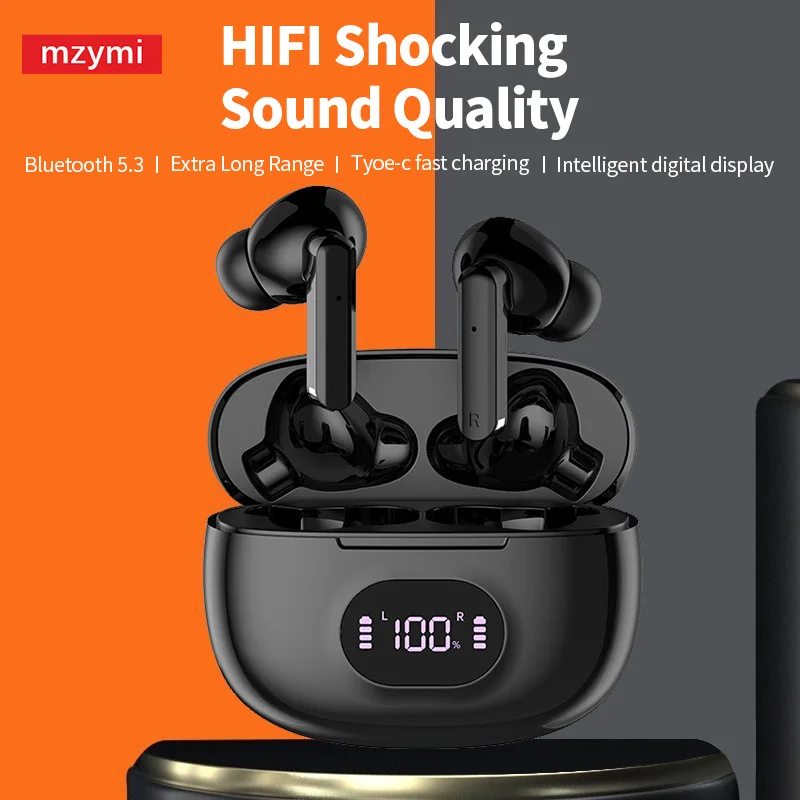 mzymi New TWS Earphone 919 Touch Control Wireless Bluetooth Headphone LED Digital Display In Ear Stereo Sound Headset For XIAOMI