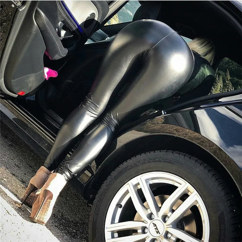 Leggings Women Sexy Night Club Hip Lifting Slim PU Leather Leggings Casual Black Legging High Waist Leggings